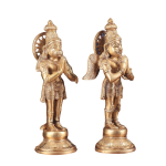 Brass Standing Hanuman and Garuda Divine Pair | 12" x 7" x 3.5" (30.5 x 17.8 x 8.9 cm) Each | 6 kg Total Sacred Art | Protection Duo